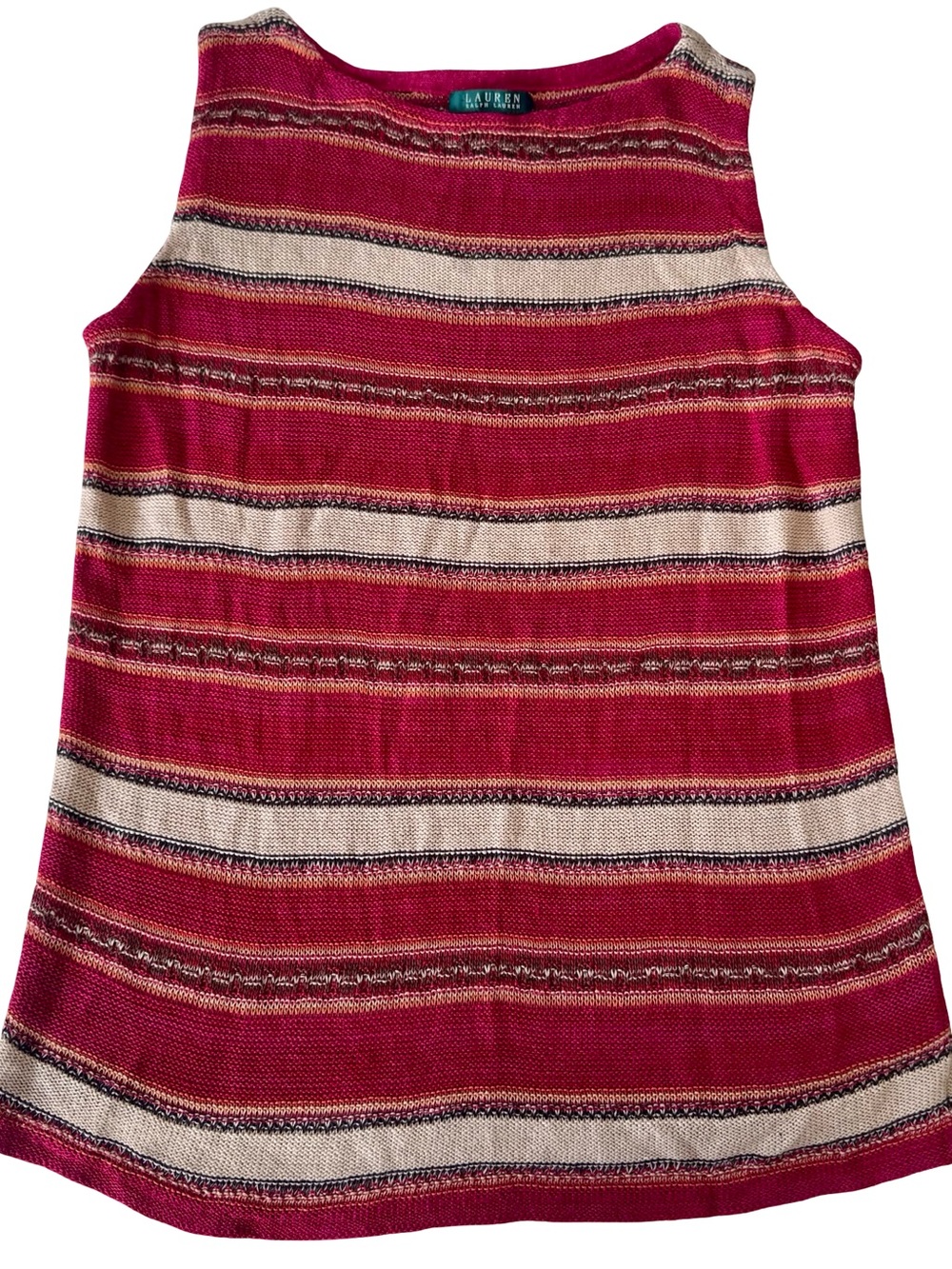 Lauren Ralph Lauren Women’s Linen Blend Striped Sleeveless Tank Tunic Top Sz 1X